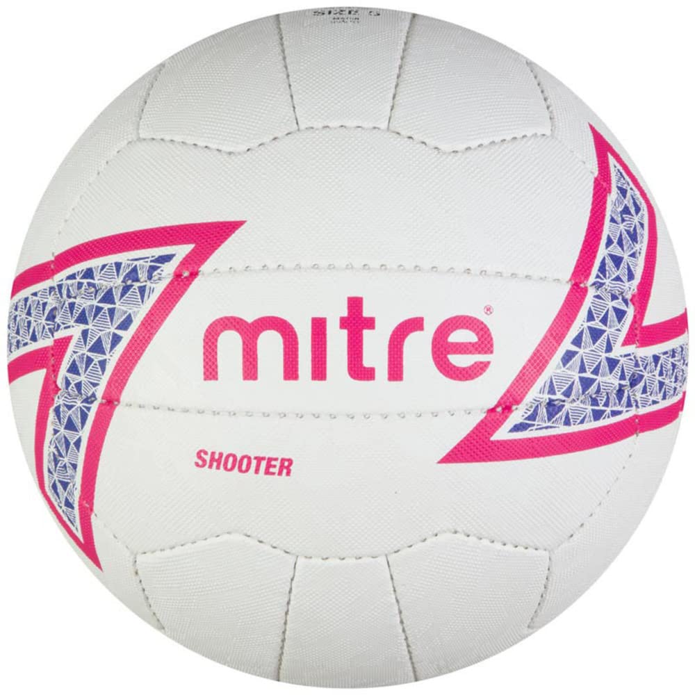 Mitre Shooter Match Netball - White/Red/Ruby, Size 4