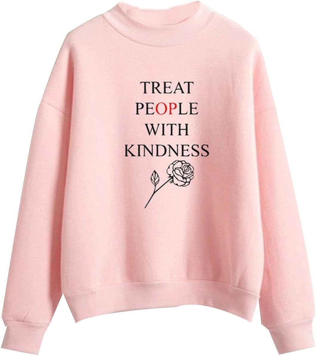 chtapxi Women Treat People with Kindness Hoodies Sweatshirt Letter Printed Harajuku Pullover