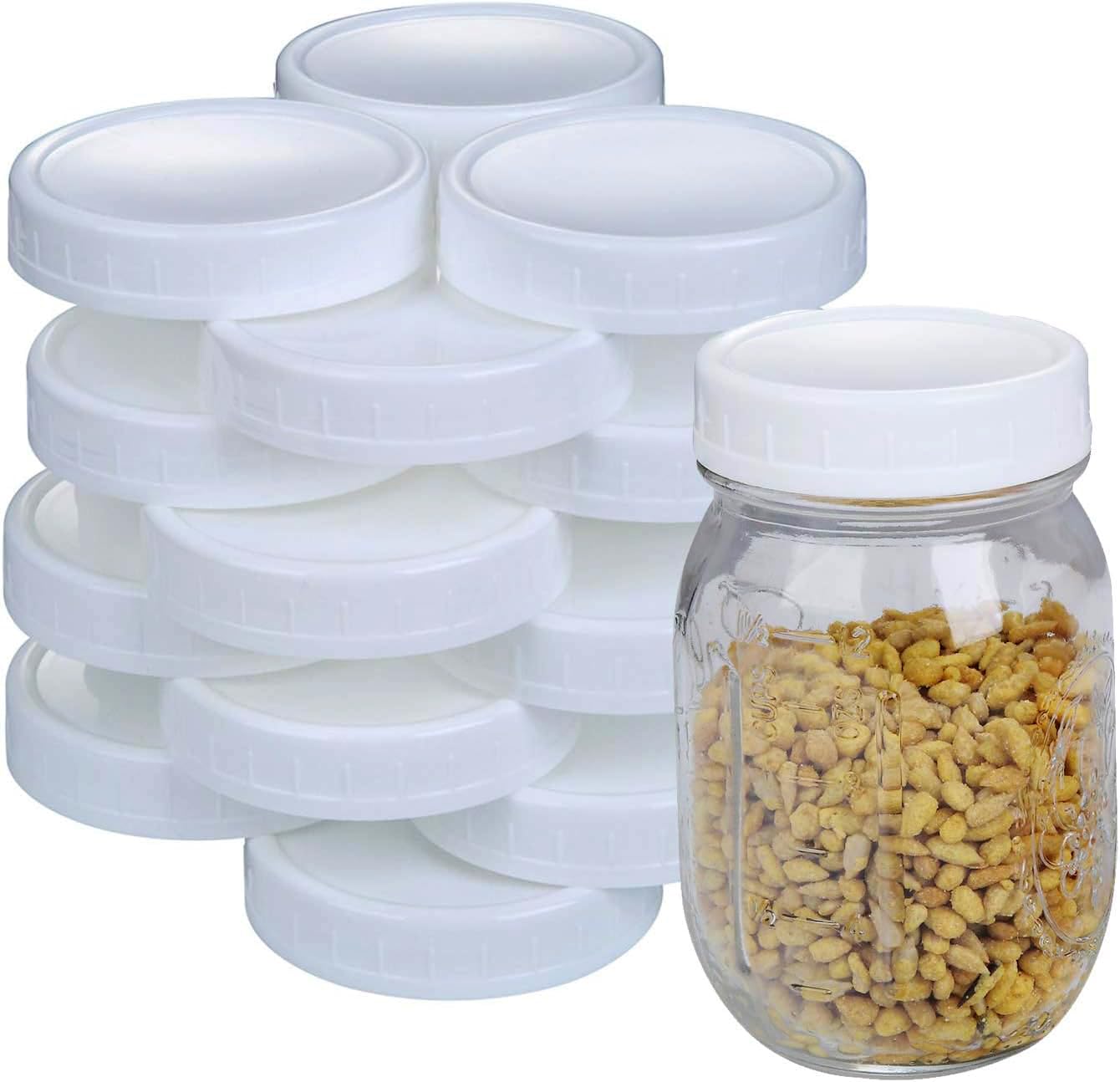 Photo 1 of 2 Dozen Regular Mouth Lids Mason Jar Lids Plastic Storage Caps for Mason Canning Jars and More, Standard, Dia 70mm, White