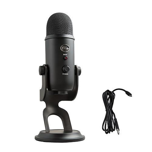 Blue Yeti USB Microphone for PC, Mac, Gaming, Recording, Streaming, Podcasting, Studio and Computer Condenser Mic with Blue VO!CE Effects, 4 Pickup Patterns, Plug and Play - Blackout