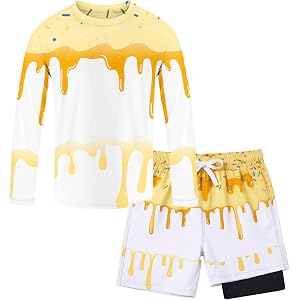 Boys 2 Piece Ice Cream Rash Guard Swimsuits Long Sleeve Shirt with Trunks | Boys Two Piece Ice Cream Rash Guard Swimsuits, Ki