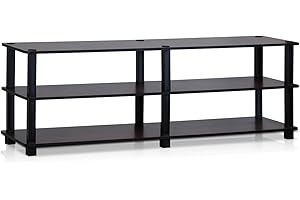 Furinno Turn-S-Tube No Tools 3-Tier Entertainment TV Stands, Dark Cherry and Black