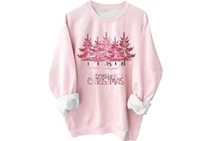 SHOPESSA Ugly Christmas Shirts for Women Oversized Crewneck Sweatshirt Graphic Christmas Wine Glass Shirts Fall Holiday Tops