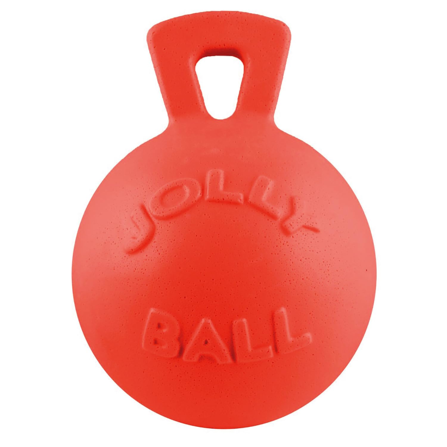 Jolly Pets Tug-n-Toss Heavy Duty Dog Toy Ball with Handle, 4.5 Inches/Small, Orange