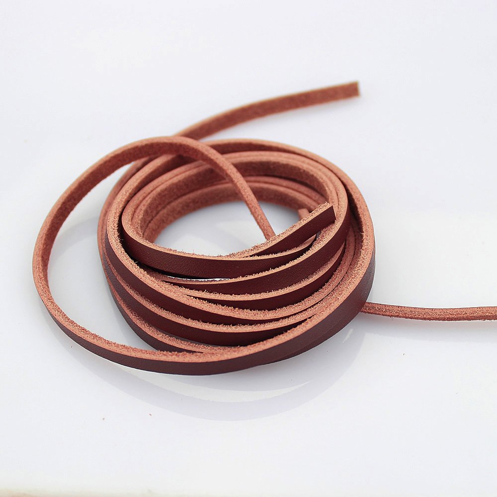 LolliBeads (TM) 5mm Flat Genuine Leather Cord Braiding String Brown Espresso (2 Yards)