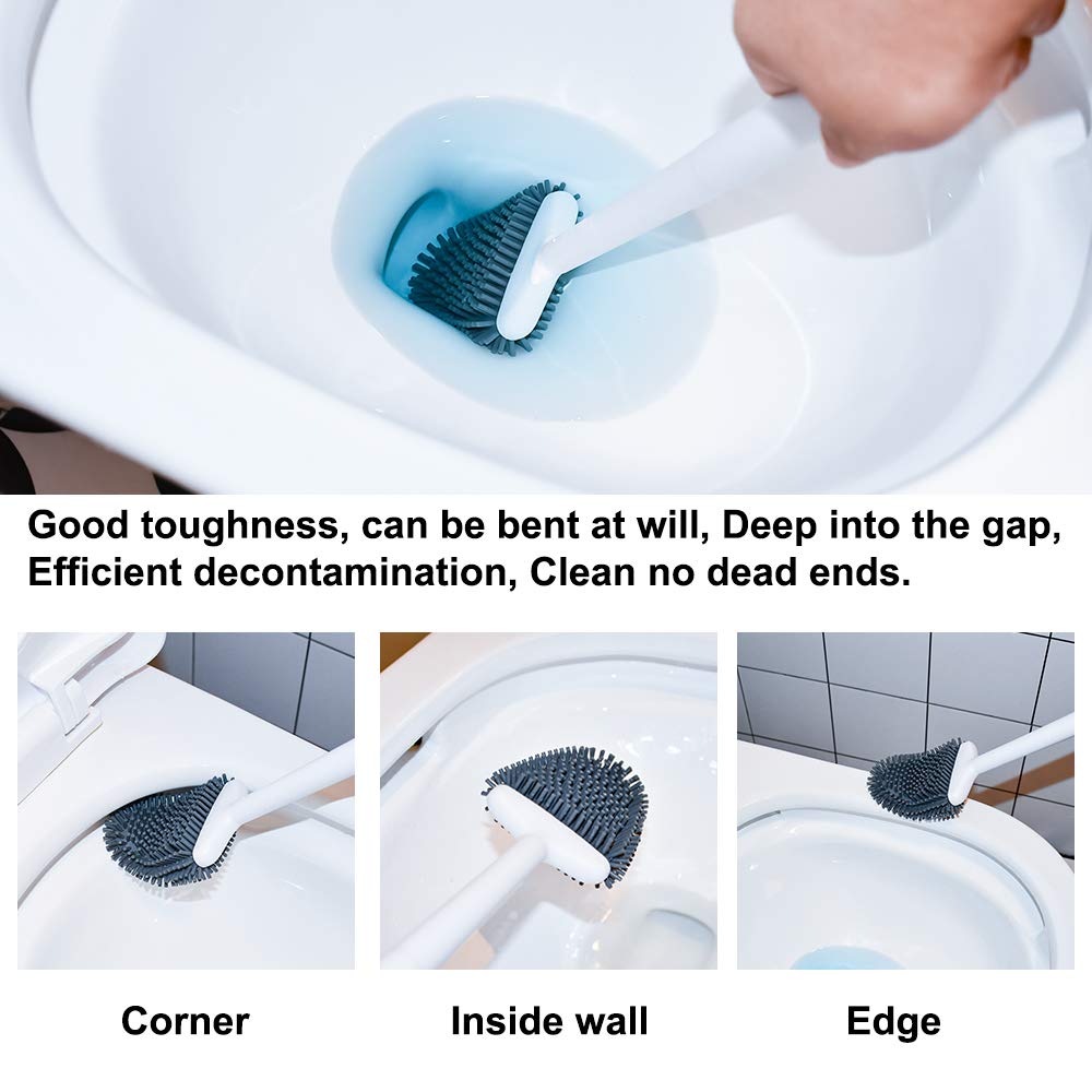 Sellemer Toilet Brush and Holder Set for Bathroom, Flexible Toilet Bowl