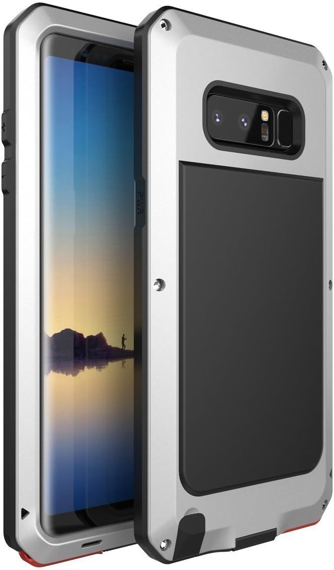 B4Uebuy Alloy Aluminum Metal Case Compatible WIth Galaxy Note 8 , Shockproof Extreme Hybrid Full Body Military Rugged Heavy Duty Dual Layer Screw Bumper Cover for Samsung Galaxy Note 8 (Silver)
