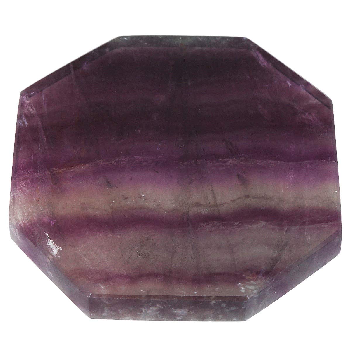mookaitedecor Natural Purple Fluorite Crystal Slice Octagon Shaped Purple Crystal Decorative Crystal Stone Slab for Wedding Name Card Place Card Paperweight Crystal Plate
