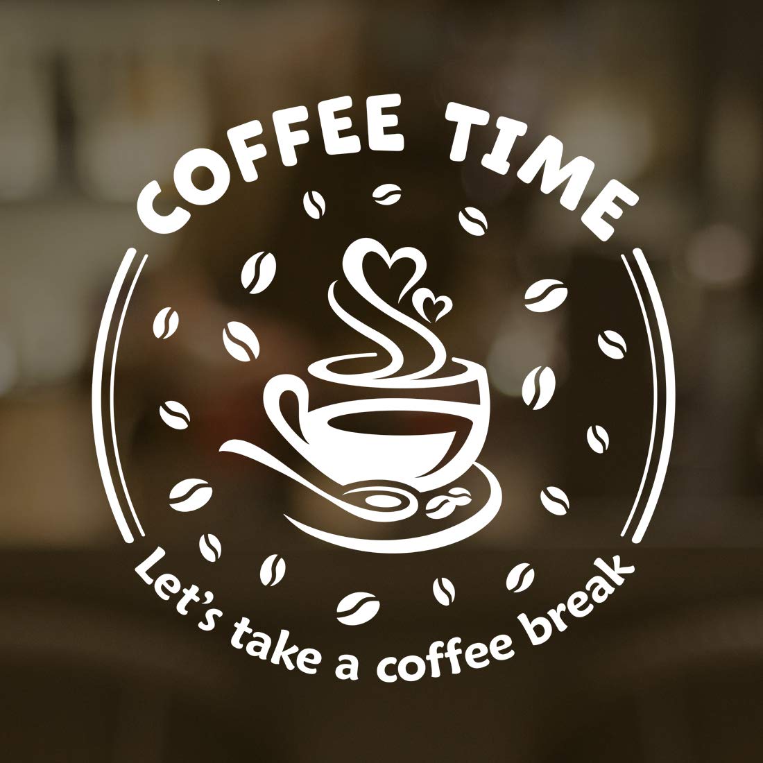 Coffee time Break Wall Art Kitchen Stickers Sign Decoration Decal Cup Vinyl Tile Removable Adhesive Decor Quote Window Shop Poster Transfer Tea Mural Love Quotes Print transfers Lettering…