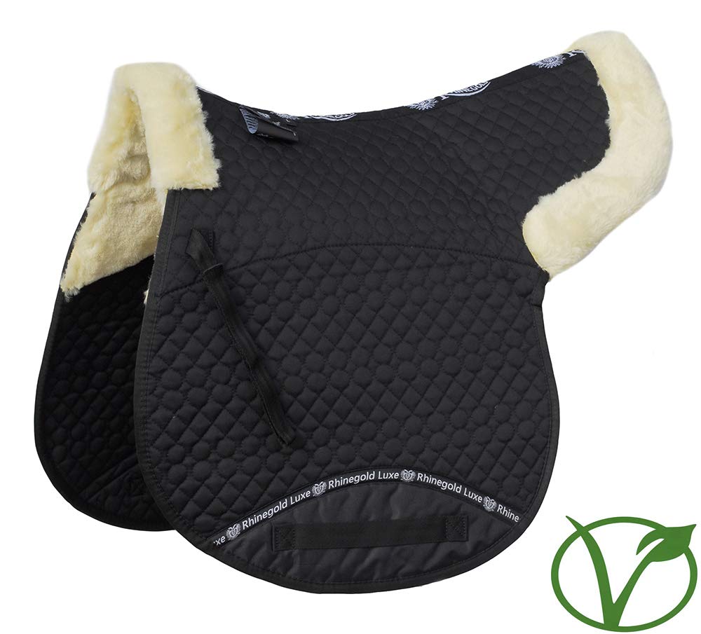 Rhinegold Luxe Faux Fur Cotton Quilted Numnah - Black/Natural - Pony