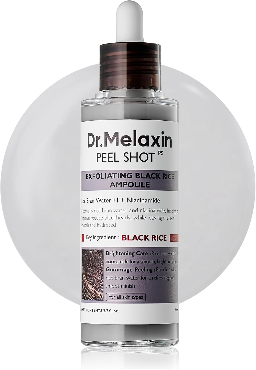 DR.MELAXIN Peel Shot Glow Black Rice Peeling Ampoule 2.7 fl oz