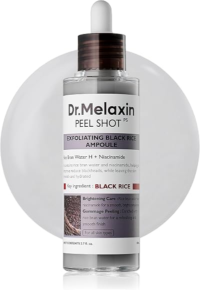 DR.MELAXIN Peel Shot Glow Black Rice Peeling Ampoule 2.7 fl oz