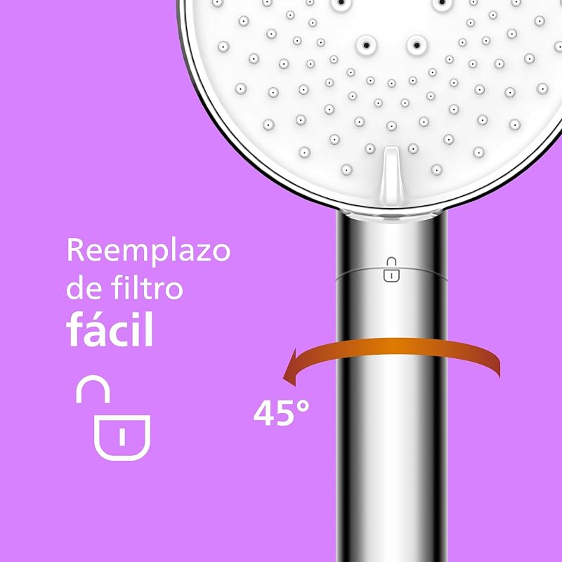 Cabeça de chuveiro philips com filtro, remove efetivamente cloro e outras partículas grandes, três modos de pulverização, design de aumento de pressão, capacidade de filtro de 1 mês
