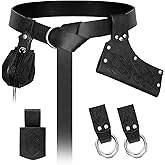Renaissance Belt Pouch Medieval Viking Pirate Leather Bag Potion Bottle Set Skirt Hike Halloween Cosplay Costume Accessorie (Black-A, Belt Pouch)