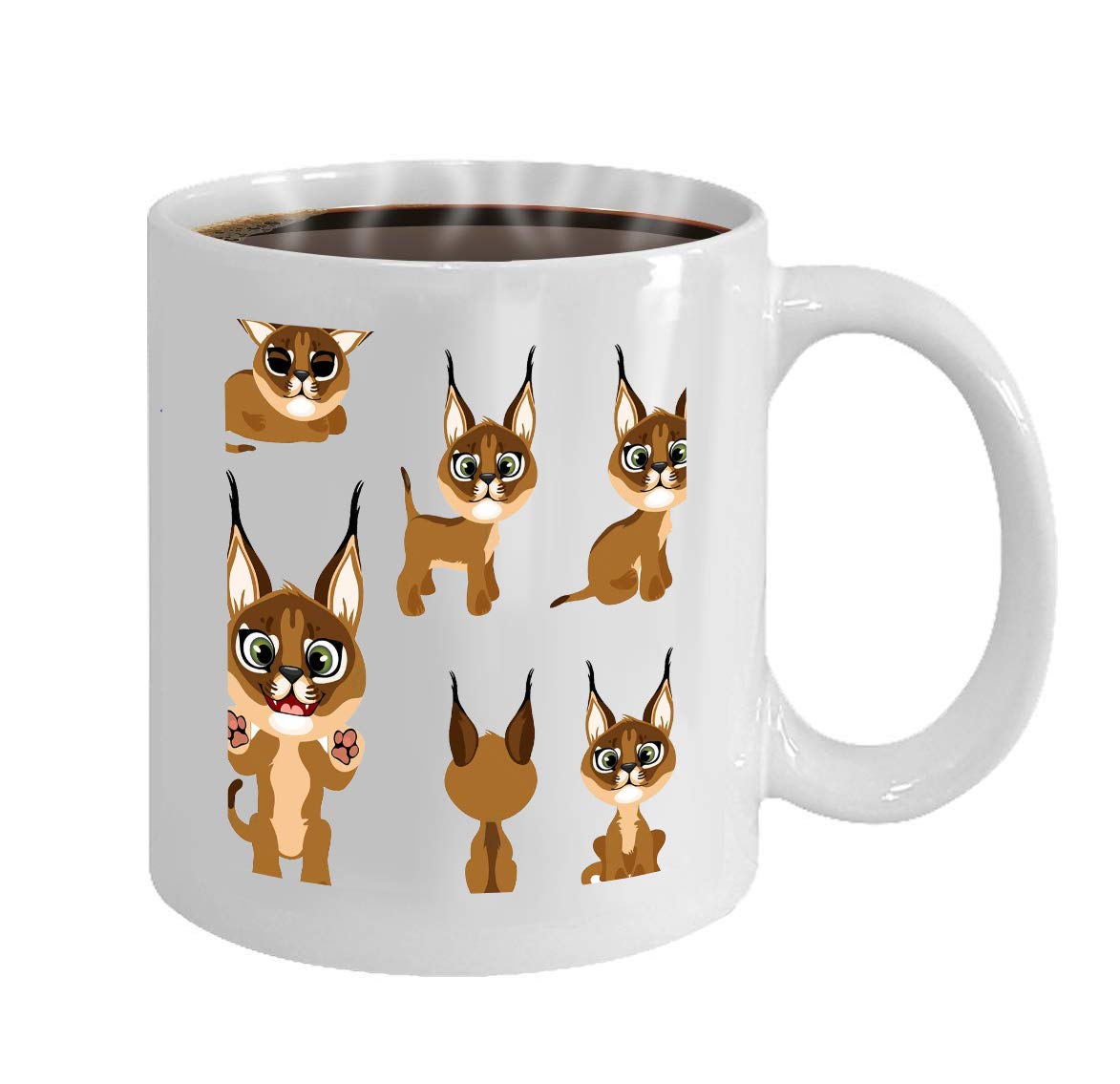 11 Ounces Funny Coffee Mug cartoon brown kitten lynx different ...