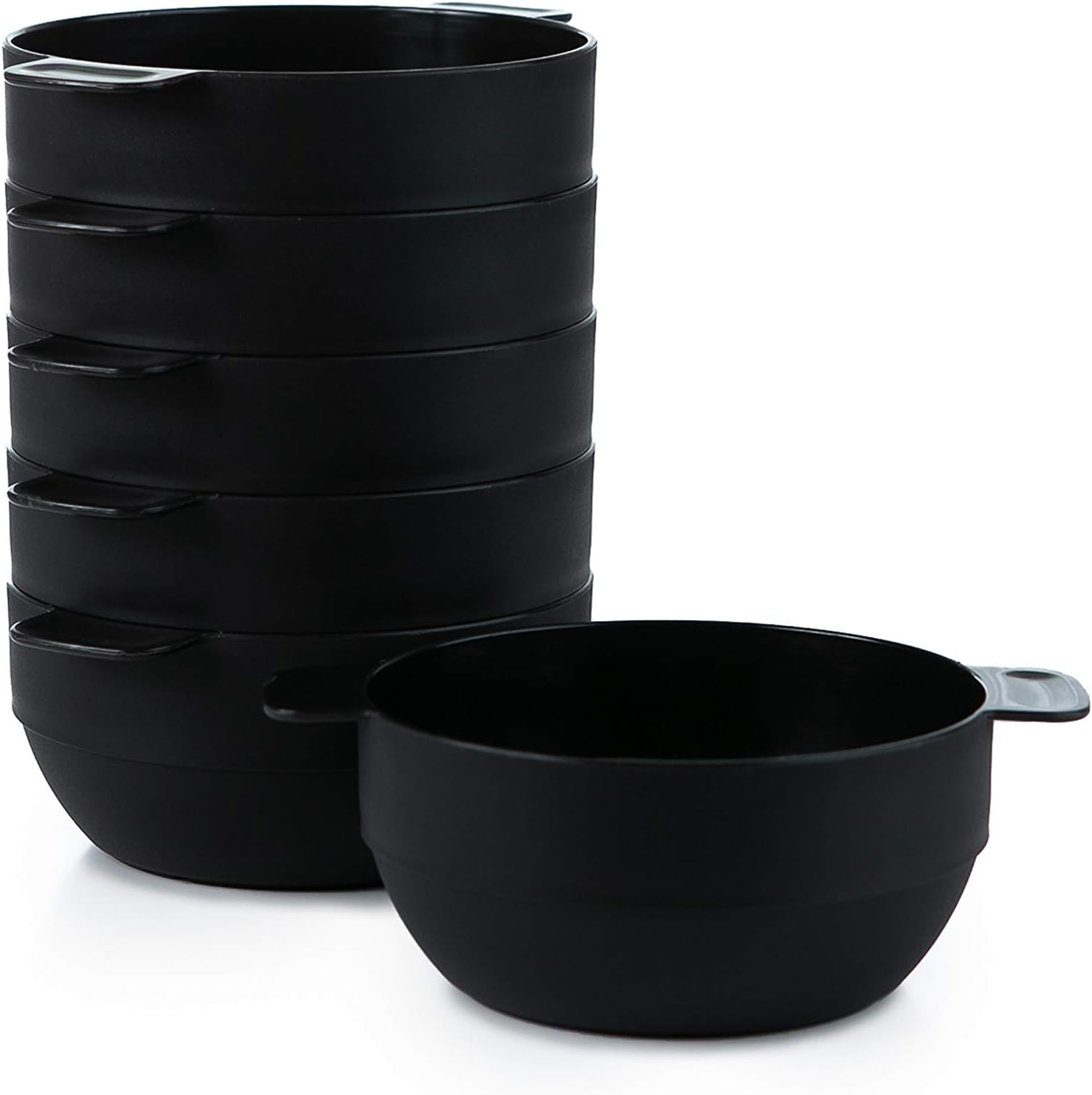 Amuse- Unbreakable & Stackable Bowls < Dessert, Cereal or Ice Cream > - 6 pcs- 16.9 oz (Black)