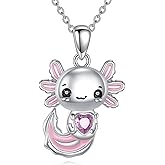 URONE Axolotl Necklace 925 Sterling Sliver Axolotl Pendant Necklace Cute Animal Jewelry Gifts for Women
