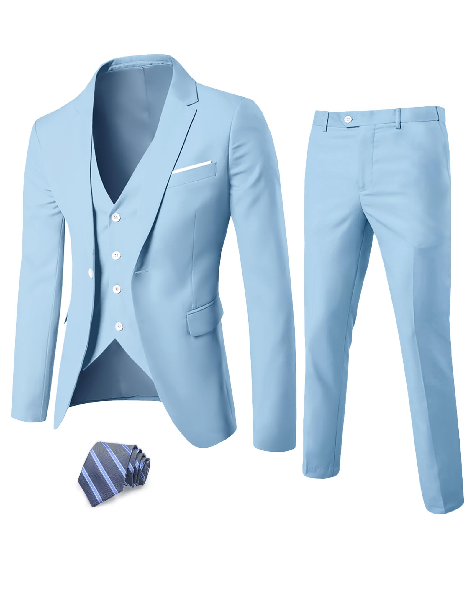 EastSide Men's Slim Fit 3 Pieces , One Button Sets