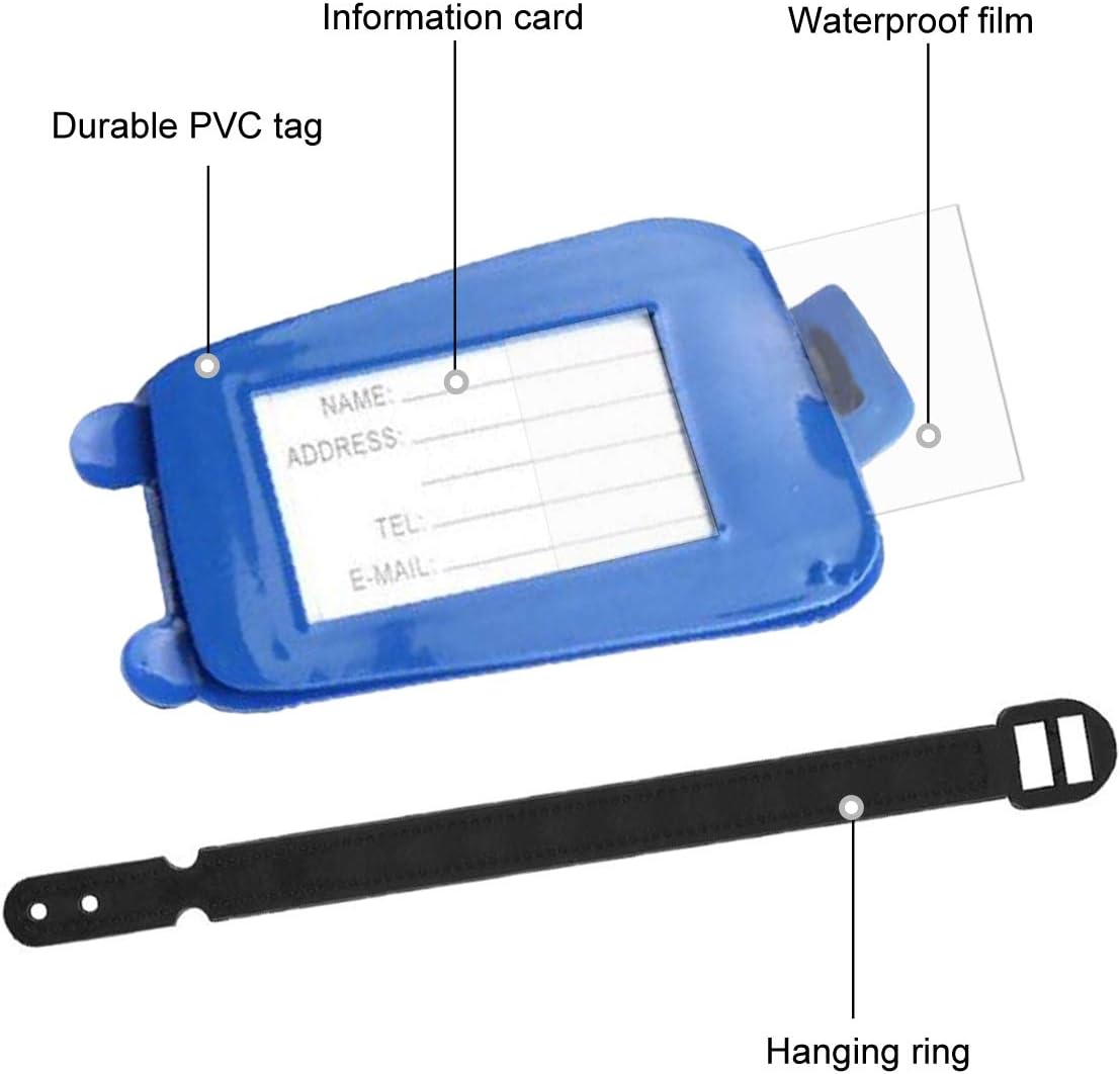 Luggage Tag PVC 5pcs Suitcase Tags Business Travel Tags ID Labels Card Holder Secure Bag Tag, Multicolor, 5 Pcs - Image 5