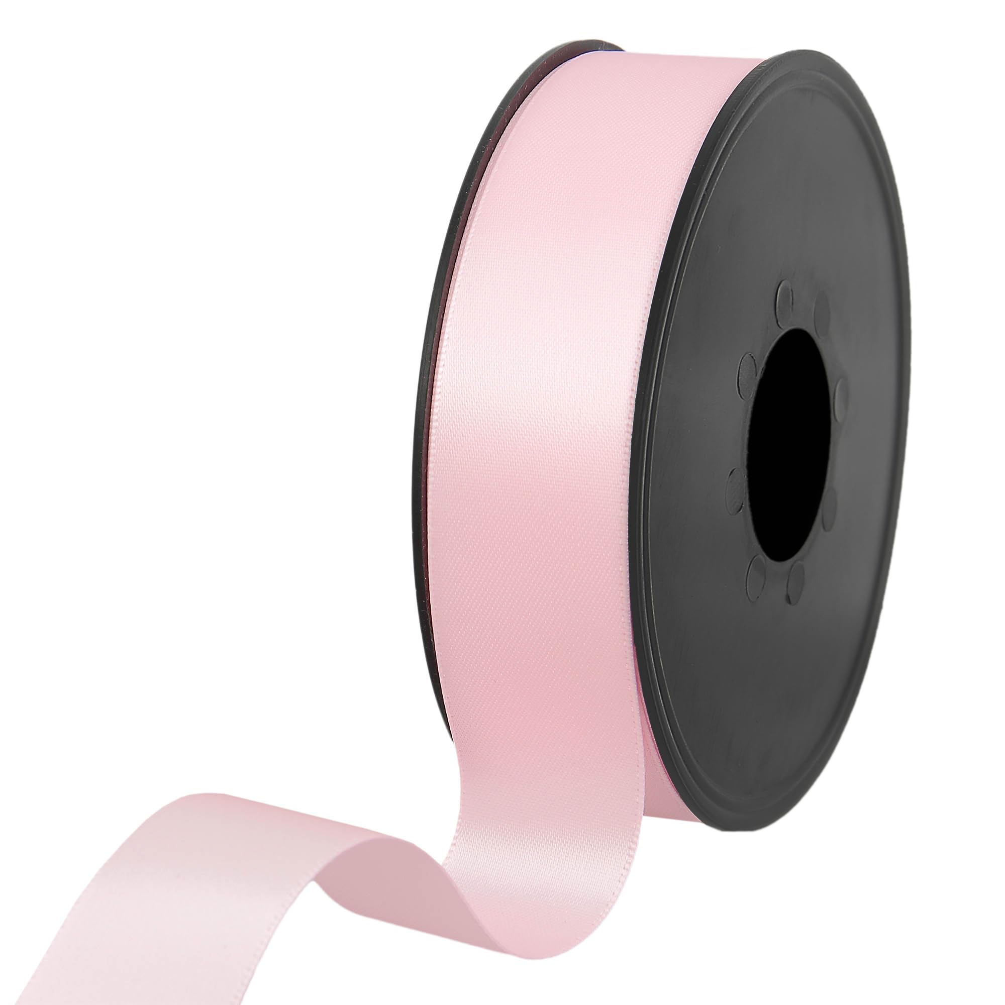 100% Polyester Double Sided Satin Ribbon for Weddings, Gift Wrapping, Floral Arrangements, Crafts, Cakes, Bows, Decorations, 25mm x 25m, Light Pink