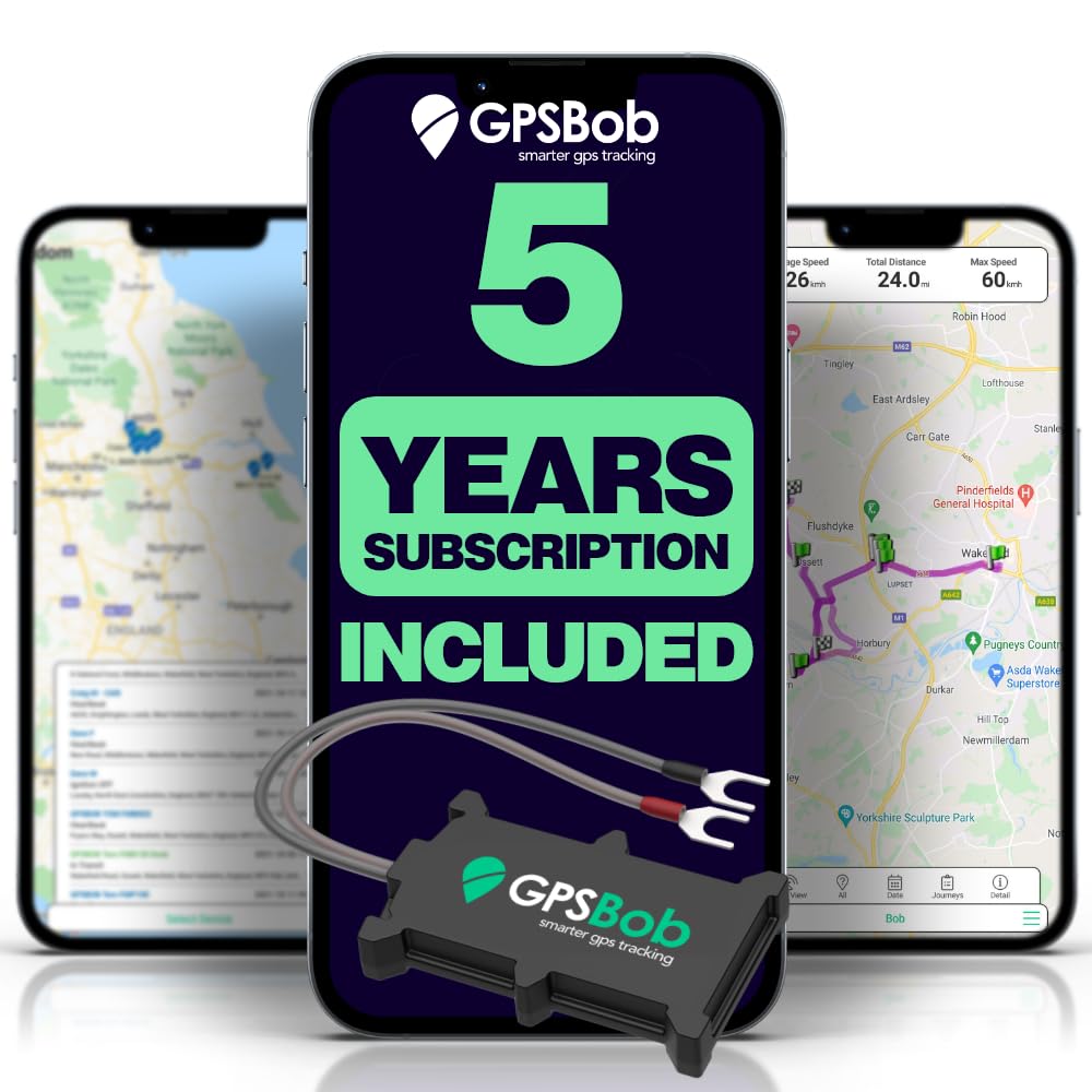 GPSBob 5 Year 2G/4G 12/24v Wired GPS Tracker, All Inclusive, No Monthly Fees, No Subscriptions, Cost-Effective, 5 Years Service Included, Car, Van, Truck, Caravan, Motorhome Tracker, Plug and Play