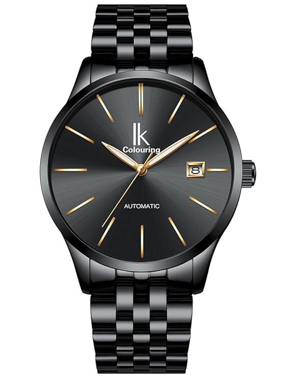 Alienwork IK Herren Damen Automatikuhr mit Metallarmband und Glasboden