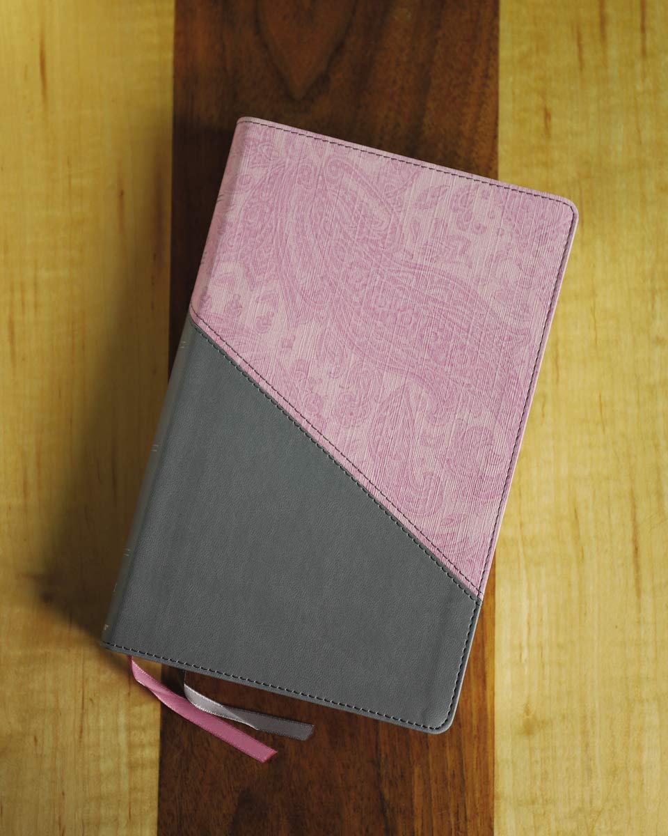 NIV, Personal Size Bible, Large Print, Leathersoft, Pink/Gray, Red Letter, Comfort Print NIV, Personal Size Bible, Large Print, Leathersoft, Pink/Gray, Red Letter, Comfort Print Imitation Leather