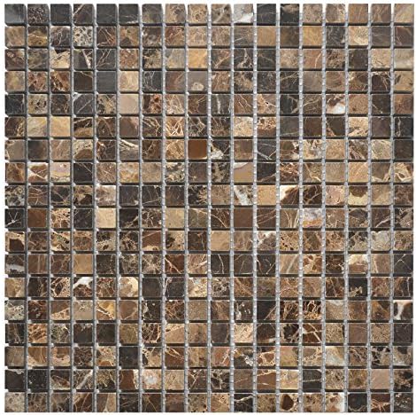 Emperador Dark Marble Mosaic Tile, EDMM5858, 5/8"X5/8" Square, 12"X12", Polished (Sample (4"X4"))
