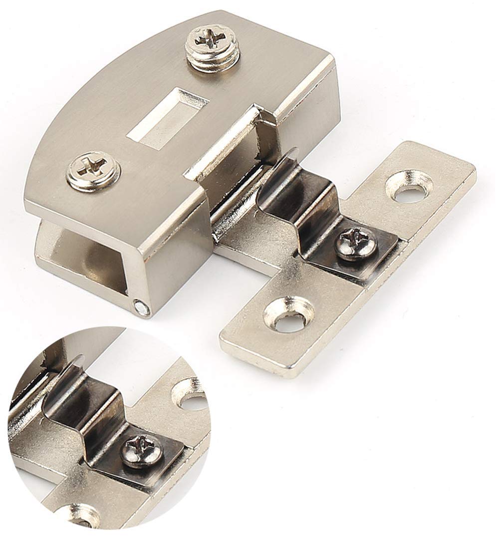 WANLIAN Glass Clip 2pcs Cabinet Glass Door Hinge Wine Cooler Glass Door Hinge Stainless Steel Glass Clip No Hole Required(L)