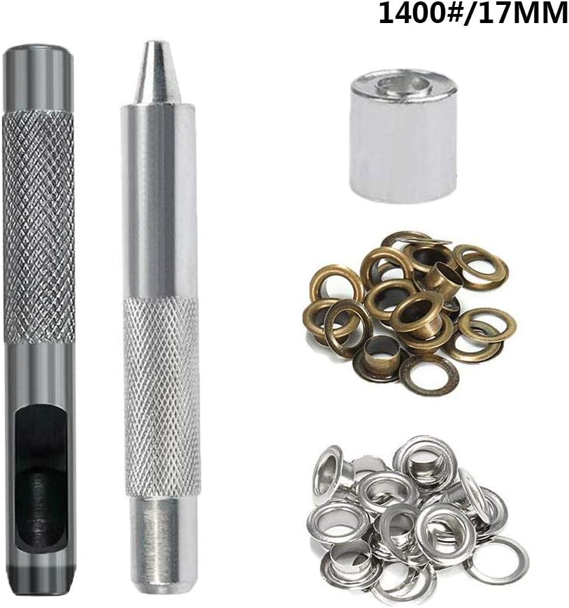 CCCYMM Eyelet Punch Die Tool Set +20 Sets Eyelet Leather Craft Clothing Grommet Banner,1400#-17mm
