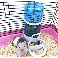 Old Tjikko Automatic Pet Feeder Waterer,Bird Hamster Small Animal Feeder, Automatic Feeding Device Water Dispenser for Hamster Bird Pigeon Parrots Mini Hedgehog with Holder (5.90x2.83x6.10in)