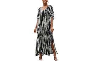 IMAGEKOPE Kaftan for Women Plus Size Bathing Suit Cover up Batwing Dress Loose fit Moroccan Caftan mumu Dresses for Women