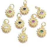 KitBeads 20pcs 18K Gold Plated Evil Eye Charms with Cubic Zirconia for Jewelry Making