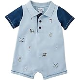 Mud Pie baby-boys Golf Pique Schiffly Romper