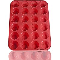 Laminas Silicone Mini Muffin Cupcake Baking Pan 24 Cup Bite Size, BPA Free, Non Stick, Easy To Clean, Oven, Microwave…