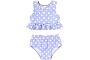 YOUNGER TREE Toddler Baby Girls Summer Swimsuit Sleeveless Striped Swimwear Two-Piece Suit Beach Bikini