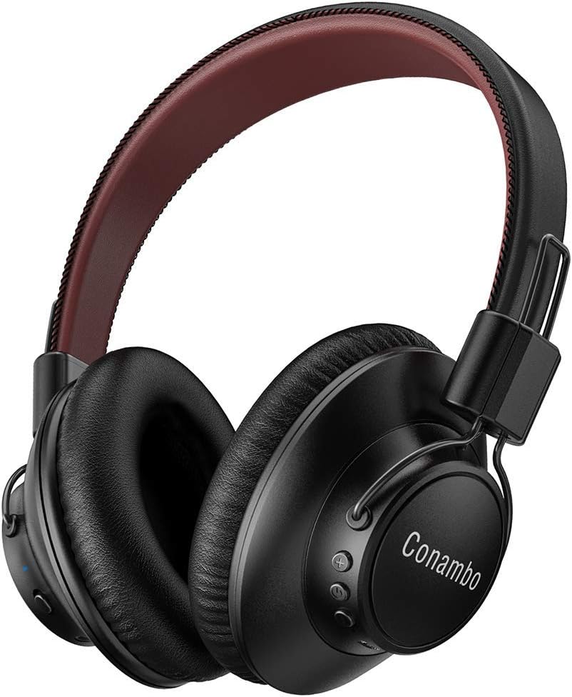 Active Noise Cancelling Headphones, Conambo CQ7 Bluetooth Headphones Over Ear with Hi-Fi Deep Bass, CVC 6.0 Microphone, Soft Protein Ear Pads, Wireless Headphones for PC/Phones