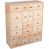 Vencer Wooden Countdown to Christmas Advent Calendar Storage Organizer with 24 Drawers,Jewelry Box,Desktop Organizer,DIY Unfinished Wood,Measures 14in x 12in x 4.3in,VYO-021