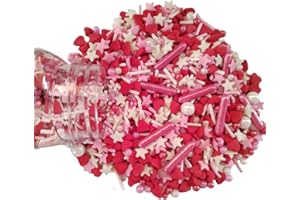 HOMANKIT Edible Cake and Cupcake Sprinkles with Assorted Shapes and Sizes for Parties, Valentines Sprinkle Mix for Cookies, Ice Cream, Cake and Cupcake Decorating, 3.35 oz
