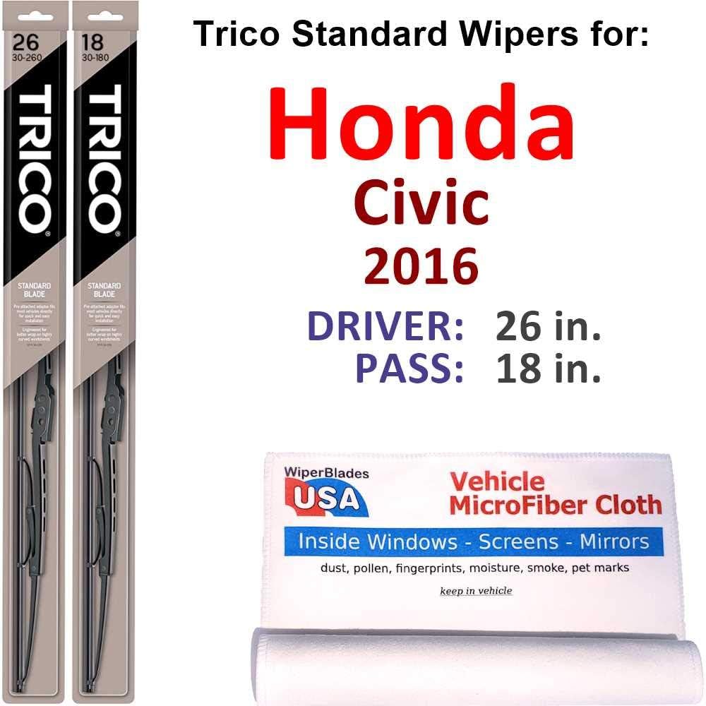 Wiper Blades Set for 2016 Honda Civic 