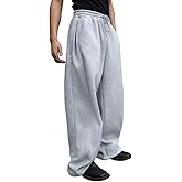 Drantren Men's Baggy Sweatpants Fashion Wide Leg Casual Sweat Pants Cotton Drawstring Stretch Joggers with Pockets