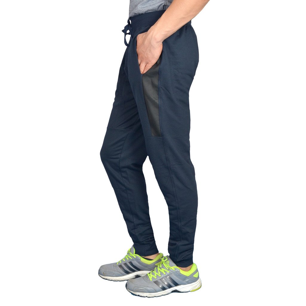 dark blue leather work slim fit loungewear lower
