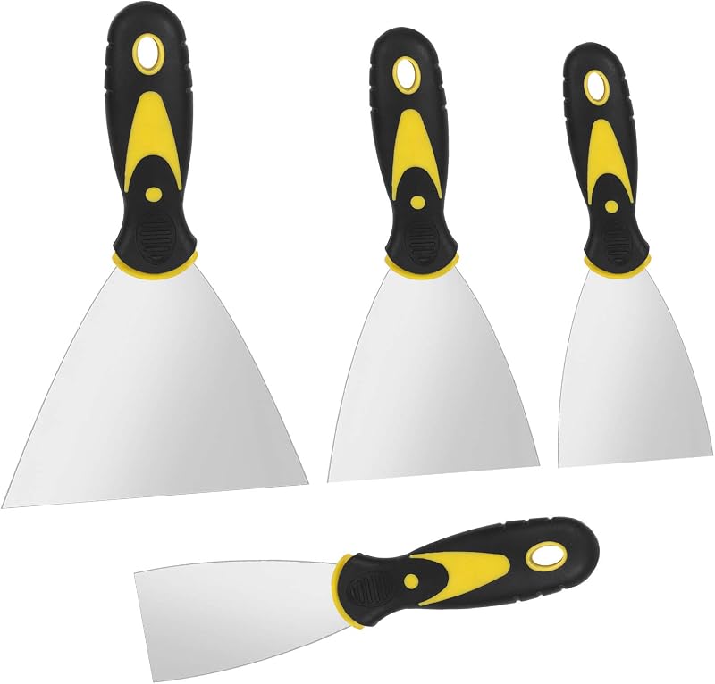 FANTESI 4 Pcs Stainless Steel Wallpaper Scraper Set 12.5/10/7.5/5 cm