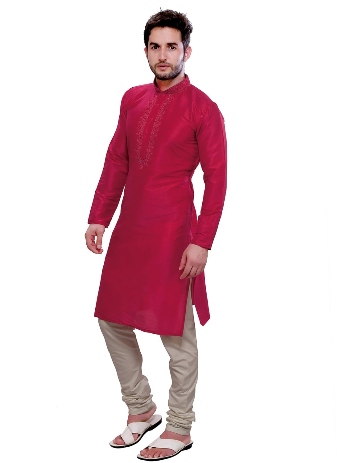 a.b.c. garments pink silk kurta and pyjama set for men
