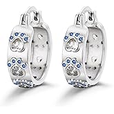 Sterling Silver Paw Print Earrings Small Chunky Huggie Heart CZ Cat Dog Animal Paw Cute Hoop Earrings Hypoallergenic Jewelry for Women