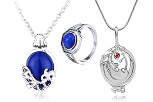 HJYZY The Vampire Jewelry Daywalking Katherine Sapphire Necklace Elena Gilbert Opening Vervain Locket Pendant Necklace Vampire Family Ring Klaus Mikaelson's Ring Stickers Total 13 pcs