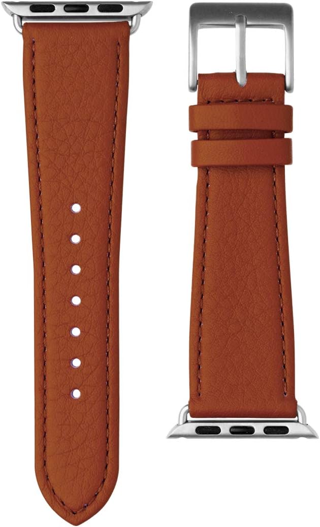 Roobaya | Premium Nappa Leather Band in Cognac for Apple Watch | Includes Adapters matching the Color of the Apple Watch
