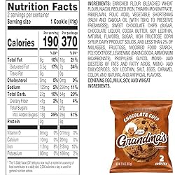 Grandma's Cookies, Chocolate Chip, 2.5 Ounce
