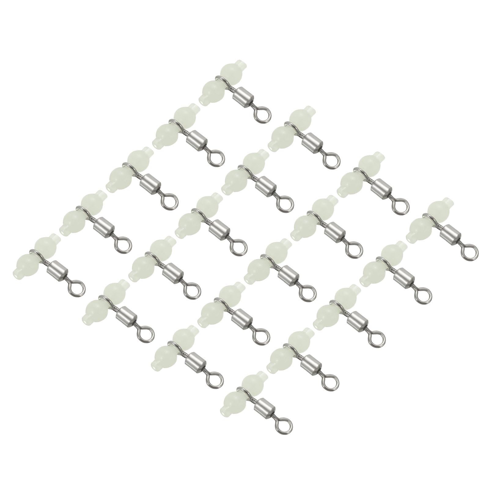 PATIKIL 3 Way Swivel, 50 Pack Cross Line T Turn Rolling Terminal with Luminous Beads 16mm Length for Catfish Surf Rig, White