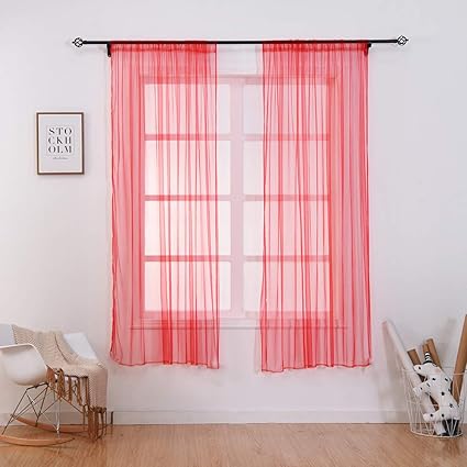 Sheer Window Curtains Transparent Tulle Casual Window Long
